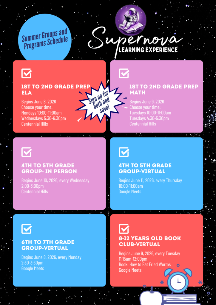 summer 2026 group tutoring and club program infographic